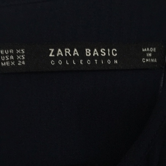 Zara Navy Blue Pleated Sleeveless Top/Blouse - Picture 4 of 9